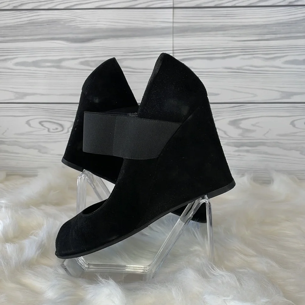 Stuart Weitzman Suede Peep-Toe Wedges‎